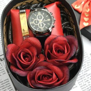 باکس هدیه مردانه ساعت و دستبند چرم باکس ولنتاین مردانه ارسال رایگان