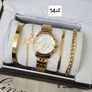 پک کادویی دخترانه زنانه ست ساعت و دستبند استیل رنگ ثابت ارسال رایگان